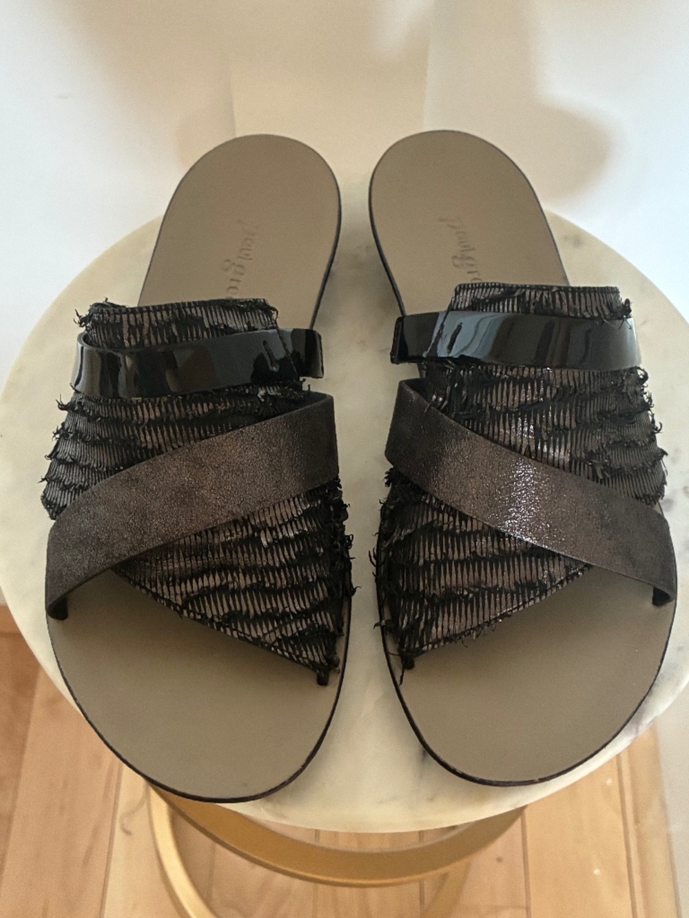 Paul Green black metallic Bayside slide sandals